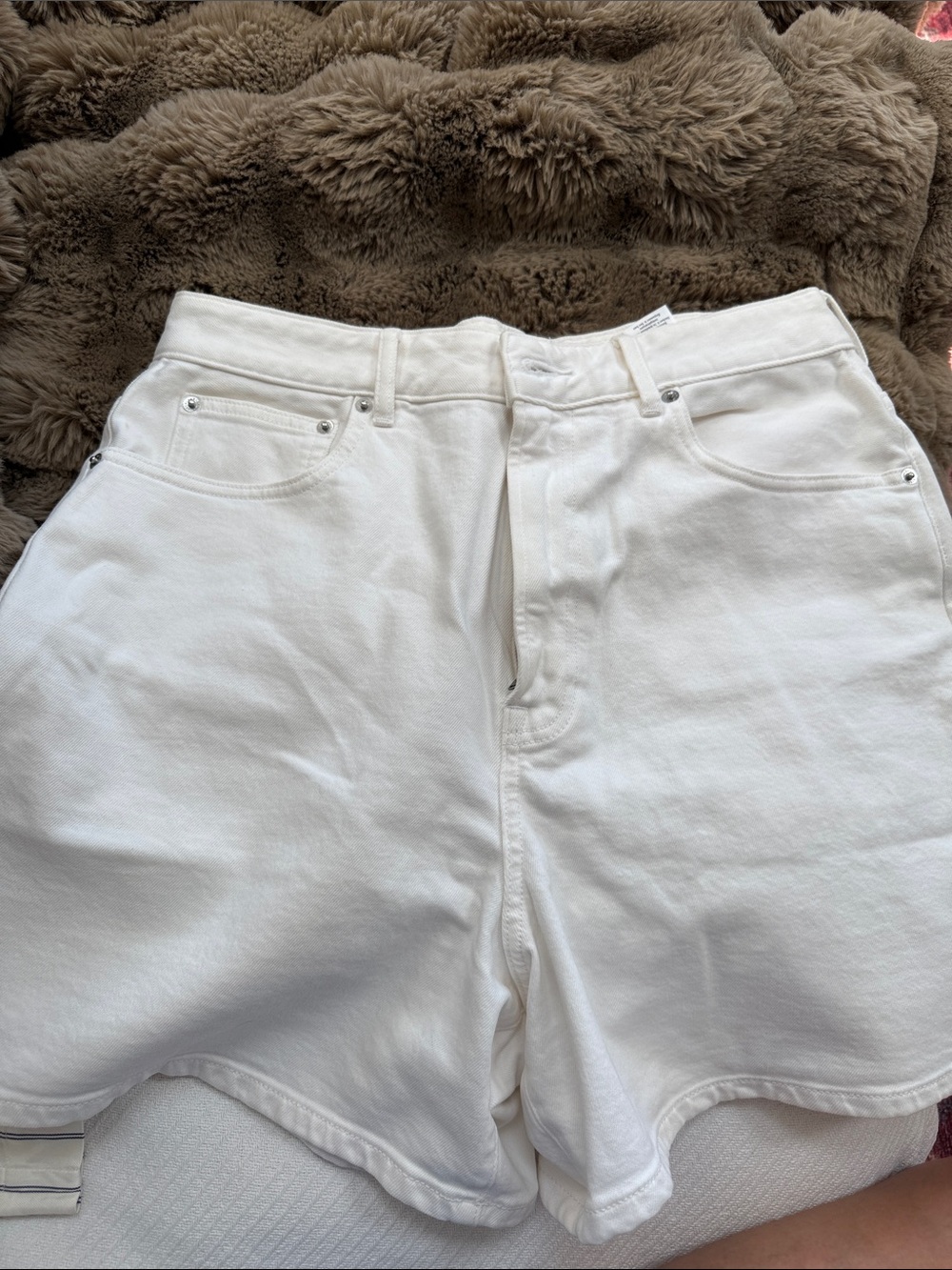 Everlane White High-Rise Denim Shorts